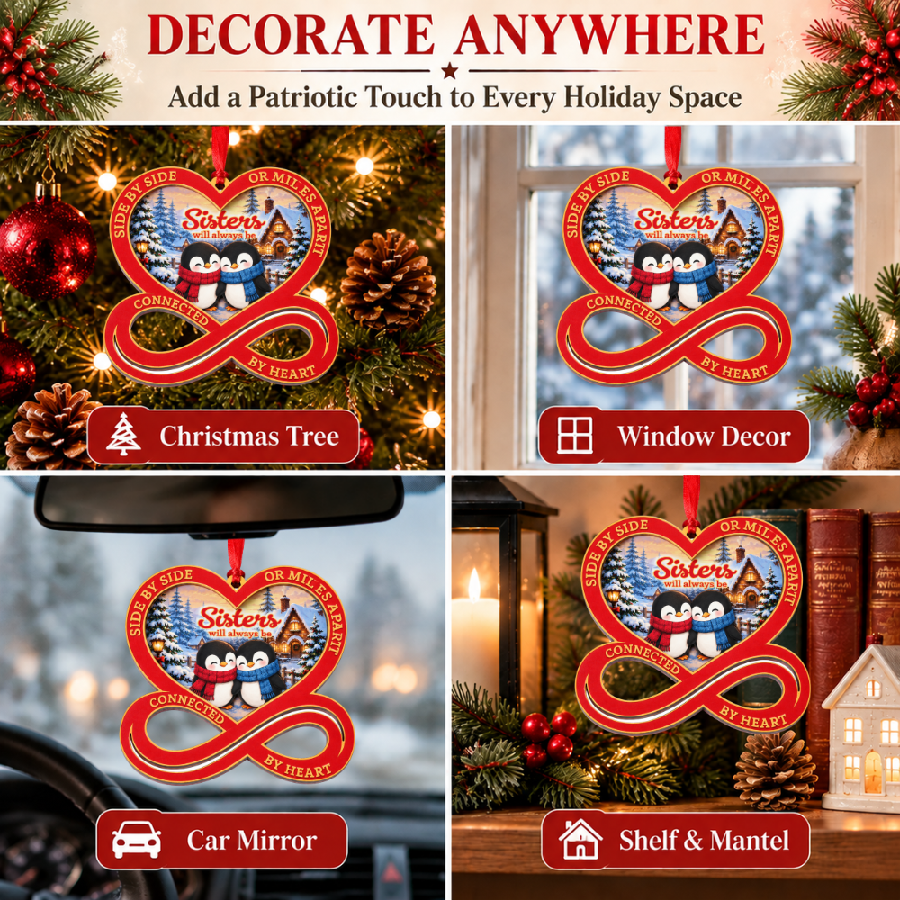 Sister Christmas Ornament, Wood & Acrylic Christmas Tree Decoration, Holiday Gift for Collectors & Holiday Decor Lovers