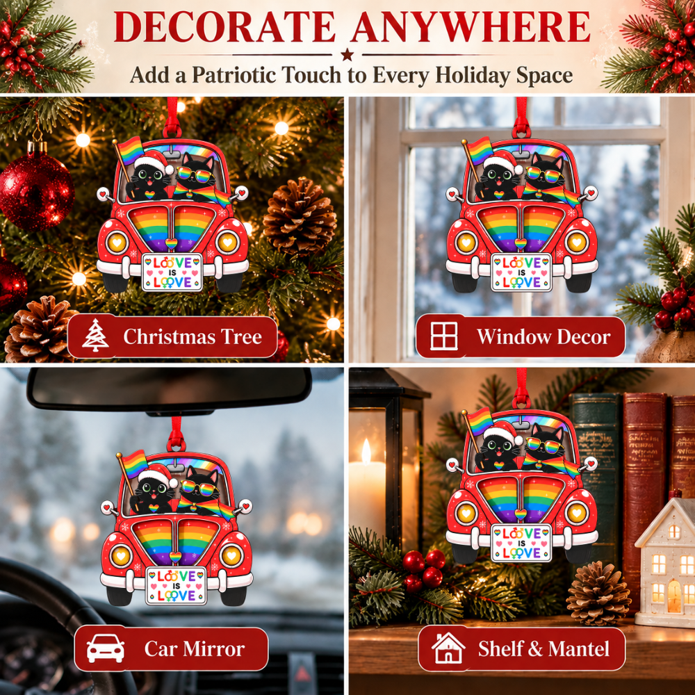 LGBTQ Pride Christmas Ornament, Wood & Acrylic Christmas Tree Decoration, Holiday Gift for Pride Celebrations