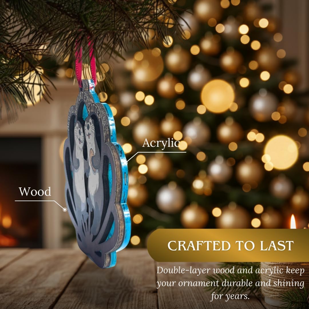 Otter Ornament 2026, Cute Sea Otter Christmas Ornament, Otters Ornaments for Tree, 2 Layer Wood and Acrylic Keepsake, Ocean Animal Decor, for Otters Lover, Sea Life Tree Decoration