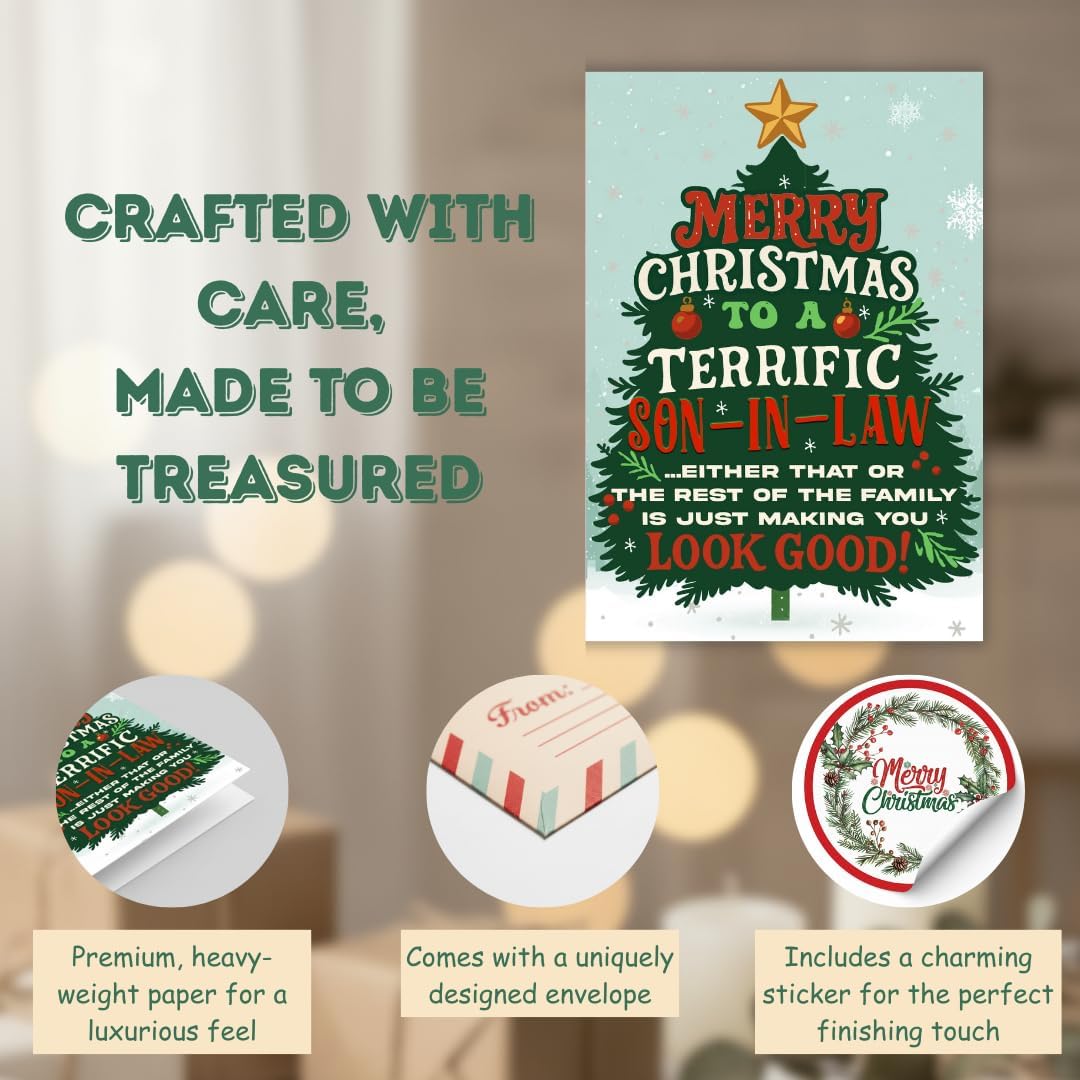 Christmas Card for Son-in-Law with Premium Envelope – Festive Holiday Greeting and Thoughtful Family Keepsake