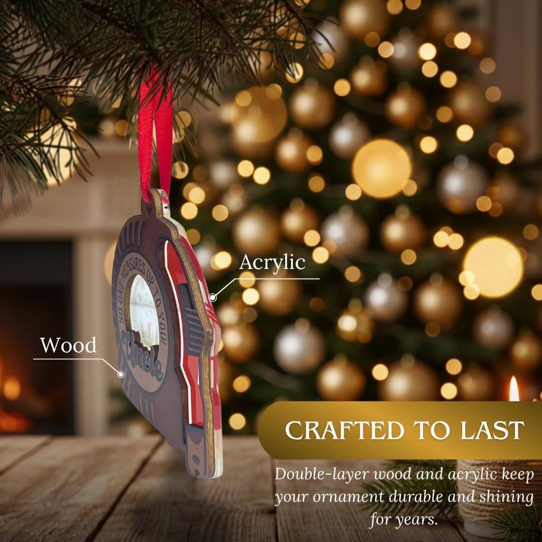 Uncle Christmas Ornament 2026, 2 Layer Wood Acrylic Keepsake, Meaningful Holiday Gift from Niece or Nephew
