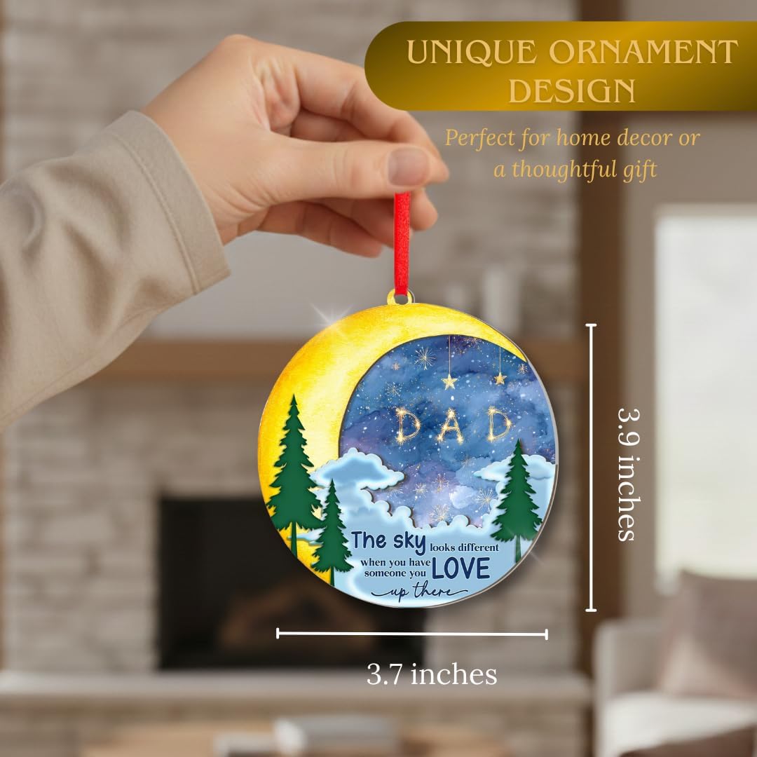 Dad in Heaven Ornament, Memorial Ornament for Loss of Father Car Hanging Accessories, in Memory of Dad Ornament Remembrance Keepsake, Window Decoration, Car Decor