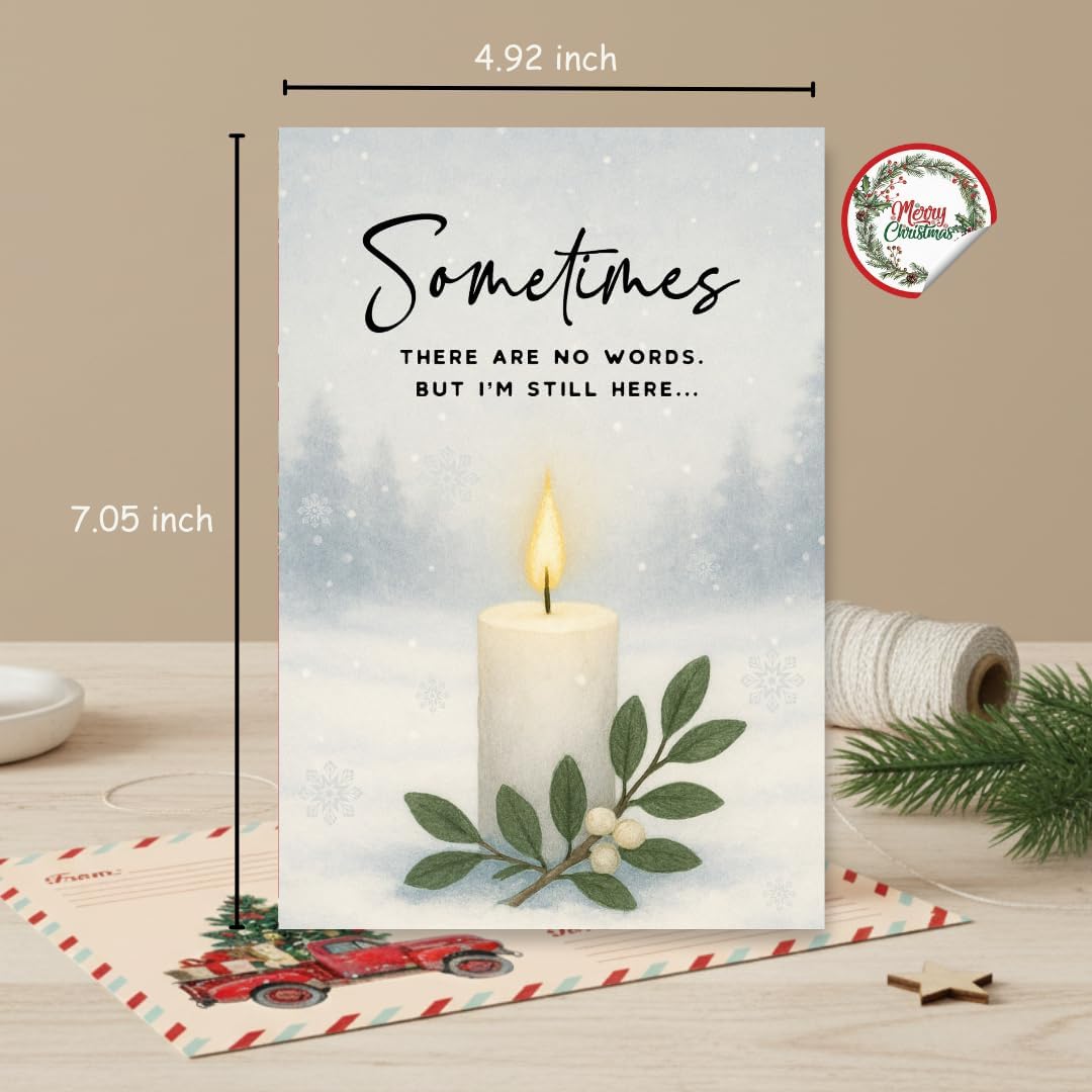 Christmas Sympathy Card with Envelope – Thinking of You Greeting for the First Holiday After Losing a Loved One