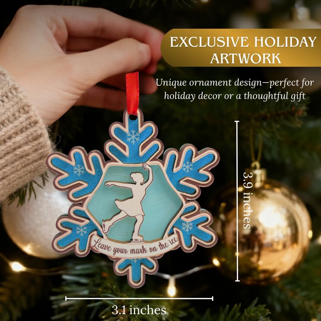 Ice Skating Ornament, Ice Skate Ornaments for Christmas Tree, Sparkles Ice Skating Keepsake Gifts for Mom, Grandma, Women, Girls, Sisters, Hanging Ornament Xmas Tree Decor