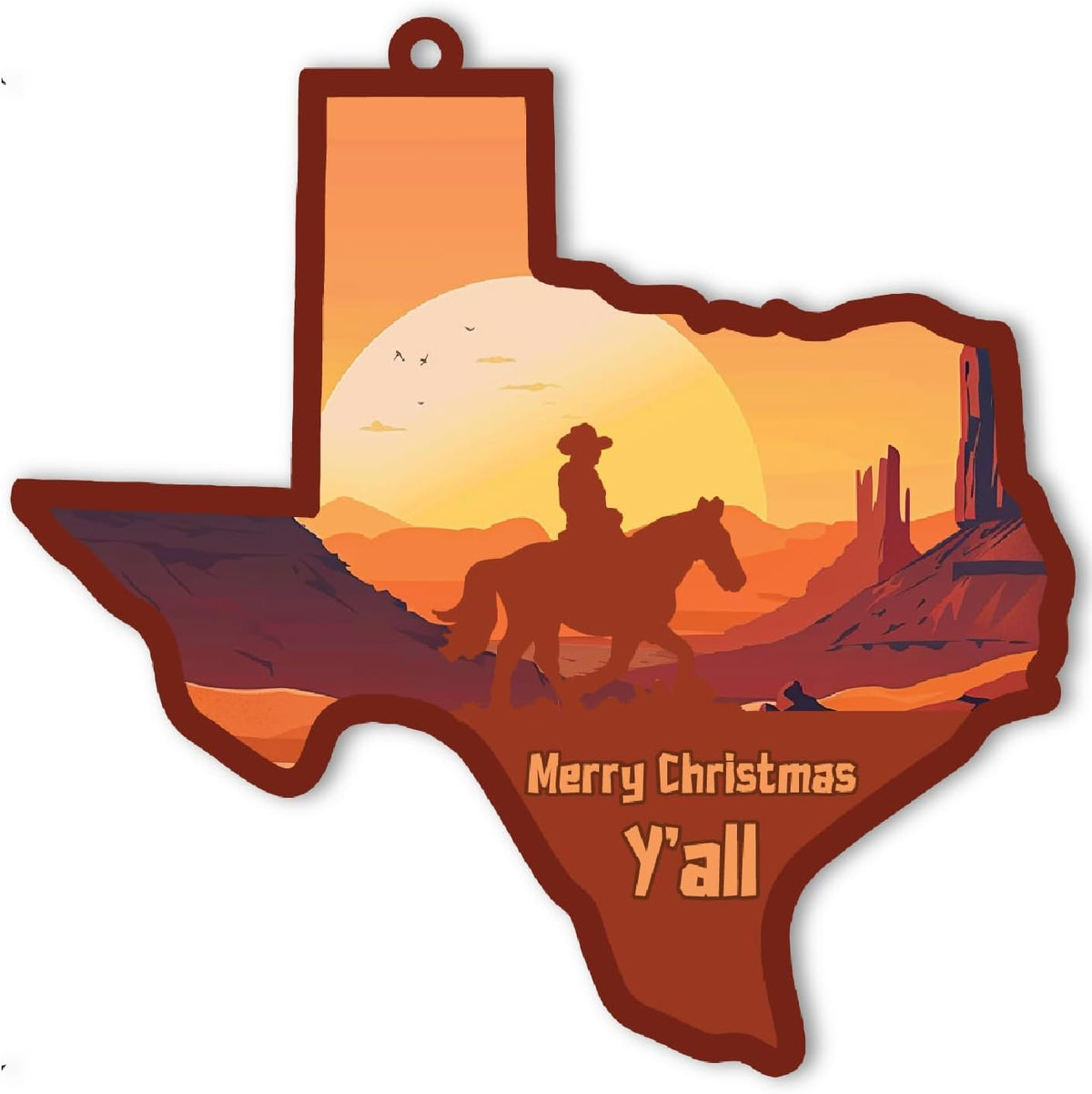 Texas Christmas Ornament, Merry Christmas Y'all Lone Star Keepsake for Christmas Tree, Xmas Gift for Texan Fans