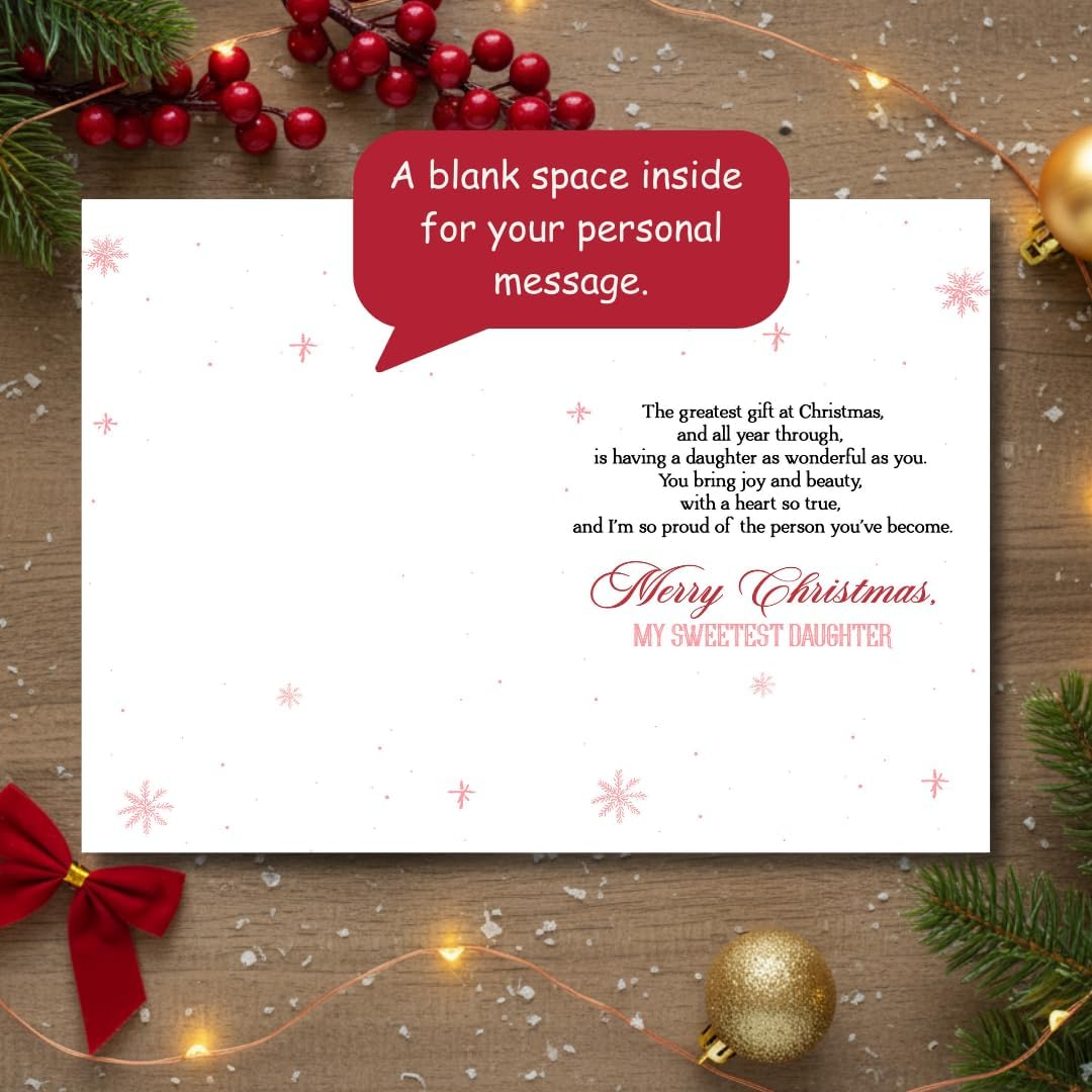 Christmas Card for Daughter with Premium Envelope – Loving Holiday Message and Heartfelt Family Keepsake