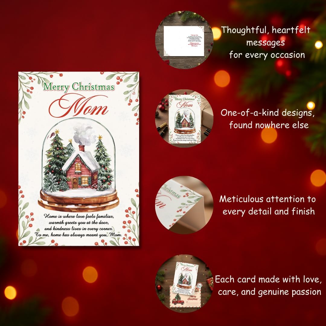 Christmas Card for Mom from Daughter or Son – Loving Holiday Message with Premium Envelope