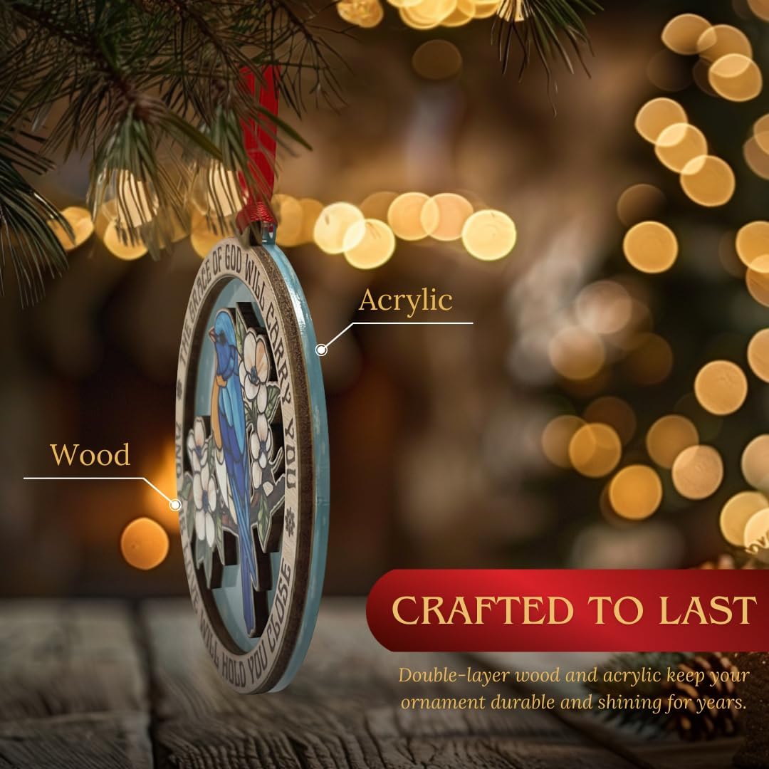 Bluebird Ornament, Spirit Bluebird Christmas Ornament, Bird Tree Decor, Bluebirds Gifts for Women, 2-Layer Wood and Acrylic Keepsake, Bird Ornaments, Home Décor