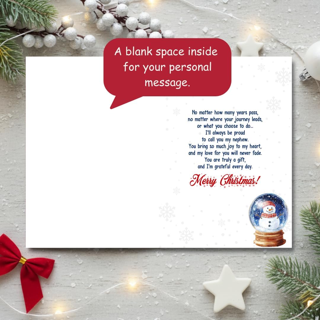 Christmas Card for Nephew with Premium Envelope – Heartfelt Holiday Greeting and Thoughtful Family Keepsake