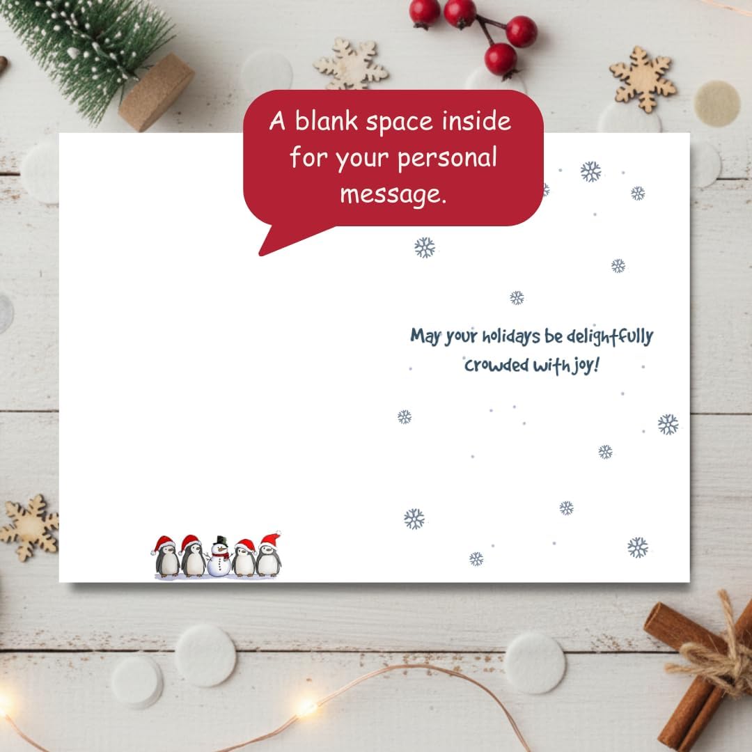 Penguin Christmas Card with Envelope – Cute Festive Holiday Greeting for Family and Friends