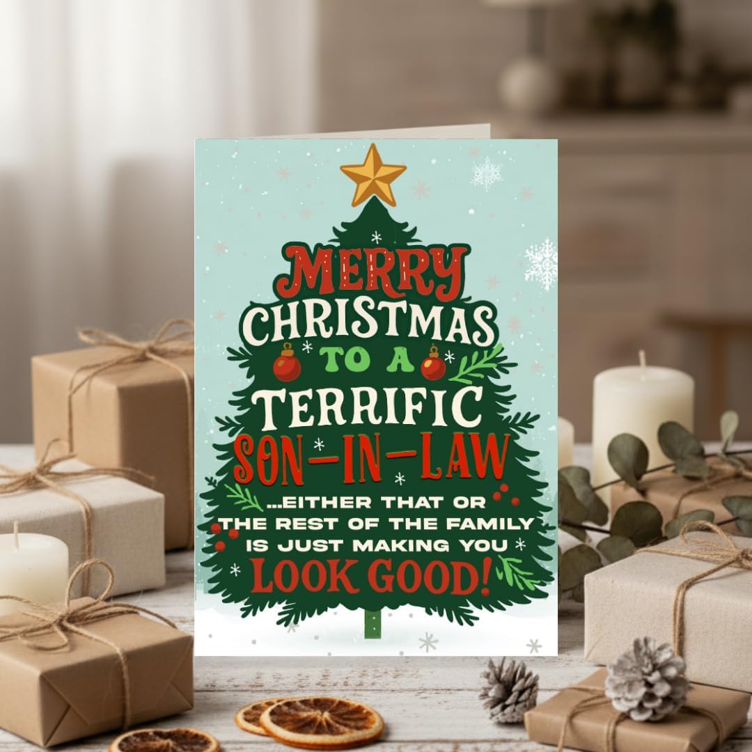 Christmas Card for Son-in-Law with Premium Envelope – Festive Holiday Greeting and Thoughtful Family Keepsake