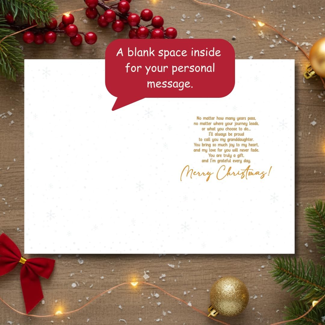 Christmas Card for Granddaughter with Premium Envelope – Festive Holiday Design and Heartfelt Keepsake