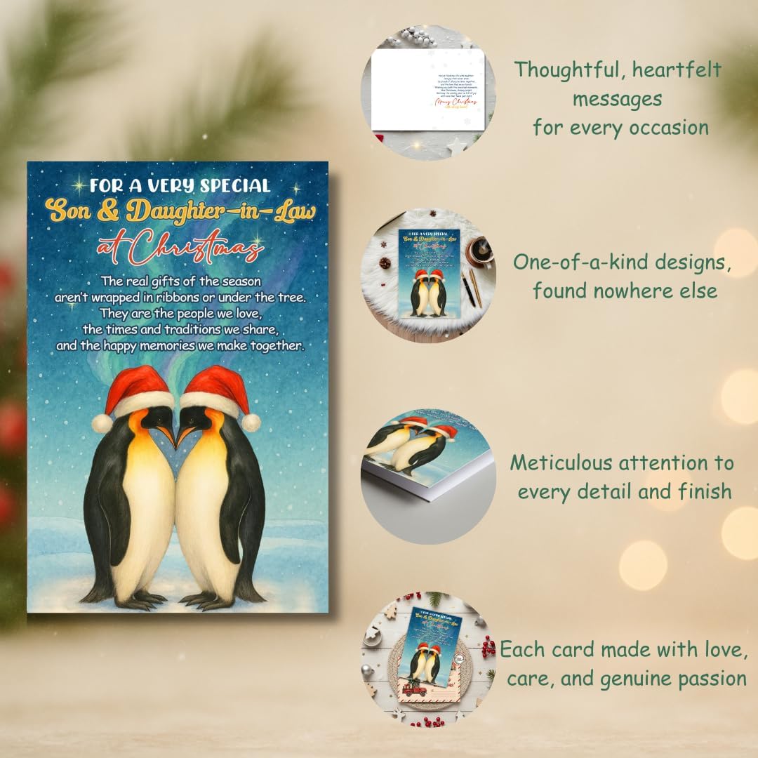 Christmas Card for Son and Daughter-in-Law with Premium Envelope – Elegant Holiday Greeting Featuring a Heartfelt Message