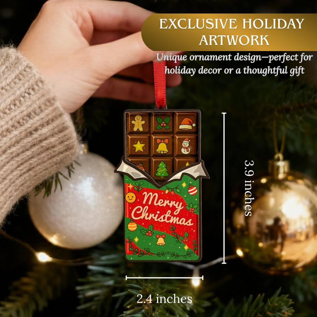 Chocolate Christmas Ornaments, Cute Chocolate Bar Christmas Ornament, 3D Sweet Christmas Ornament 2025, Choco Xmas Tree Decorations, Food Gifts for Dessert Lovers and Bakers, Cute Dessert Gifts