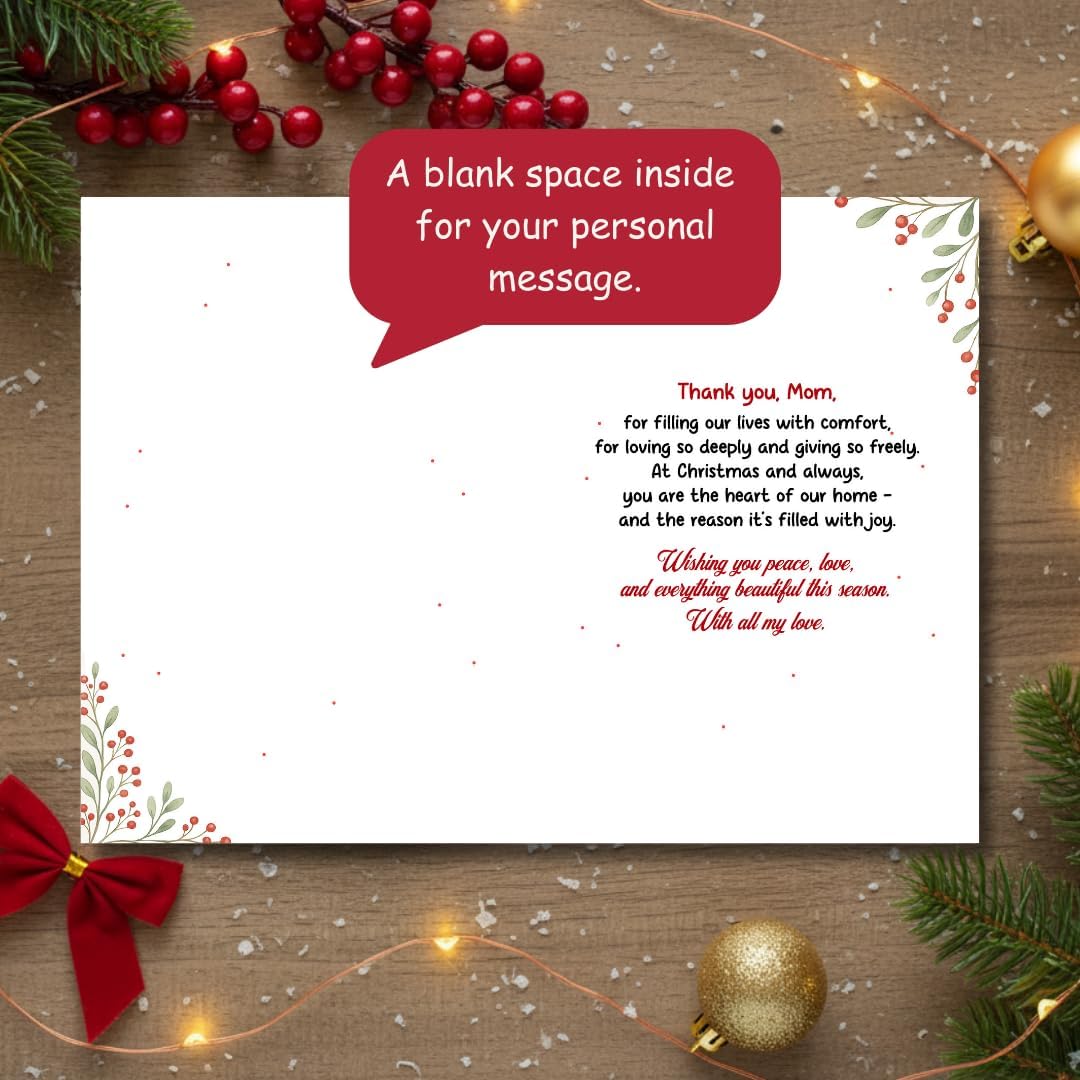 Christmas Card for Mom from Daughter or Son – Loving Holiday Message with Premium Envelope