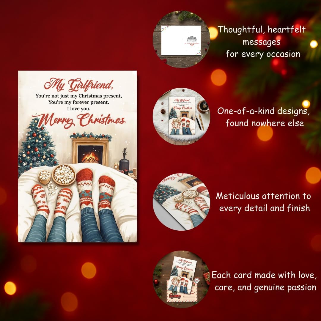 Christmas Card for Girlfriend from Boyfriend – Heartfelt Romantic Message with Premium Envelope