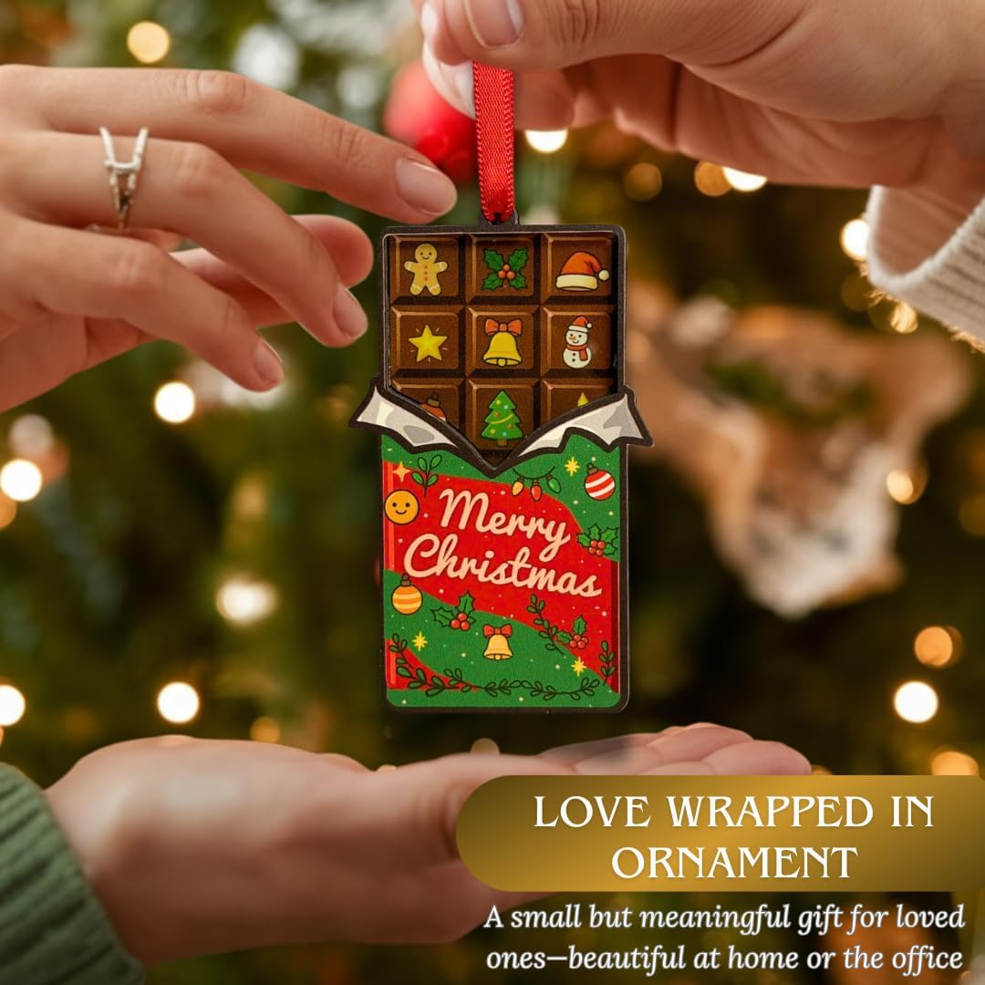 Chocolate Christmas Ornaments, Cute Chocolate Bar Christmas Ornament, 3D Sweet Christmas Ornament 2025, Choco Xmas Tree Decorations, Food Gifts for Dessert Lovers and Bakers, Cute Dessert Gifts