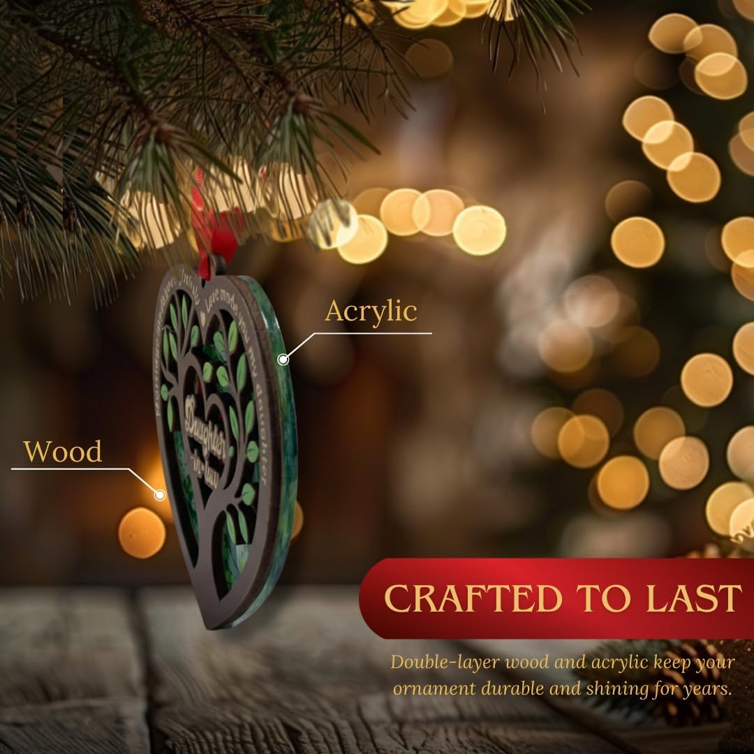 Daughter-in-Law Christmas Ornament 2026 from Son and Family, 2-Layer Wood & Acrylic Keepsake, Xmas Tree Hanging Decoration, Home Decor