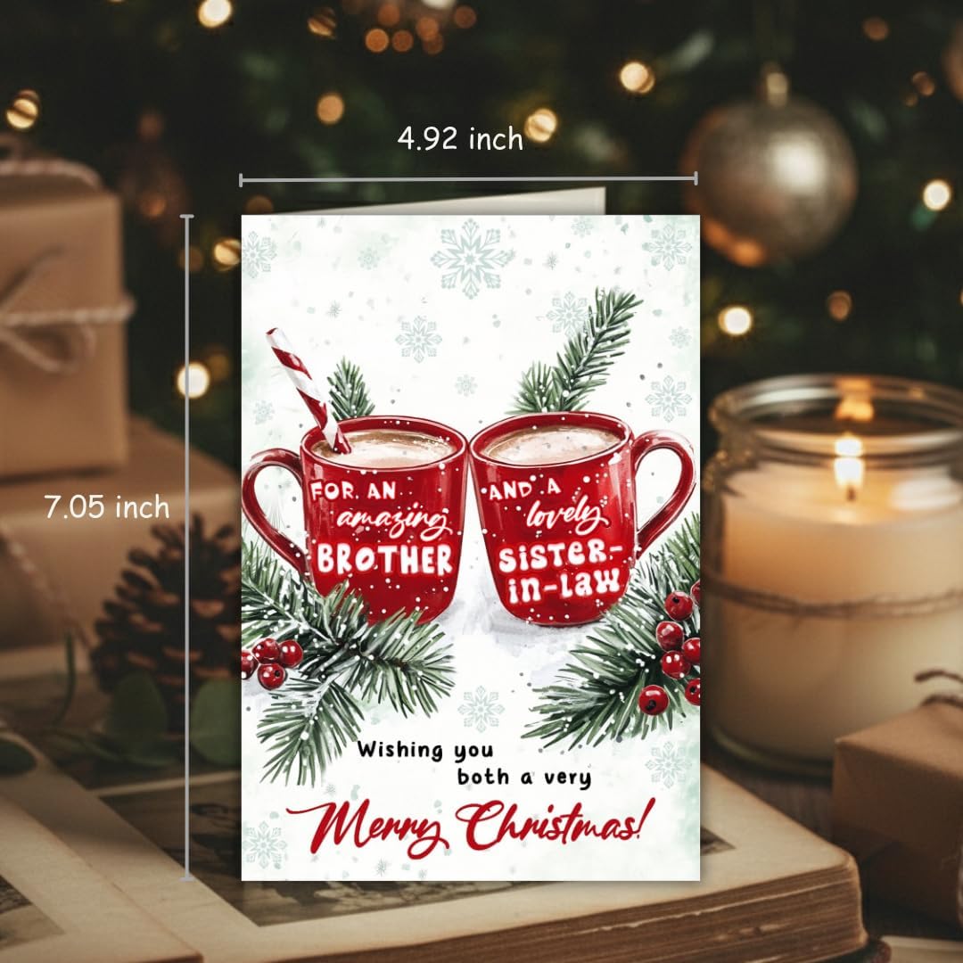 Christmas Card for Brother and Sister-in-Law with Envelope – Festive Holiday Greeting Featuring a Heartfelt Message