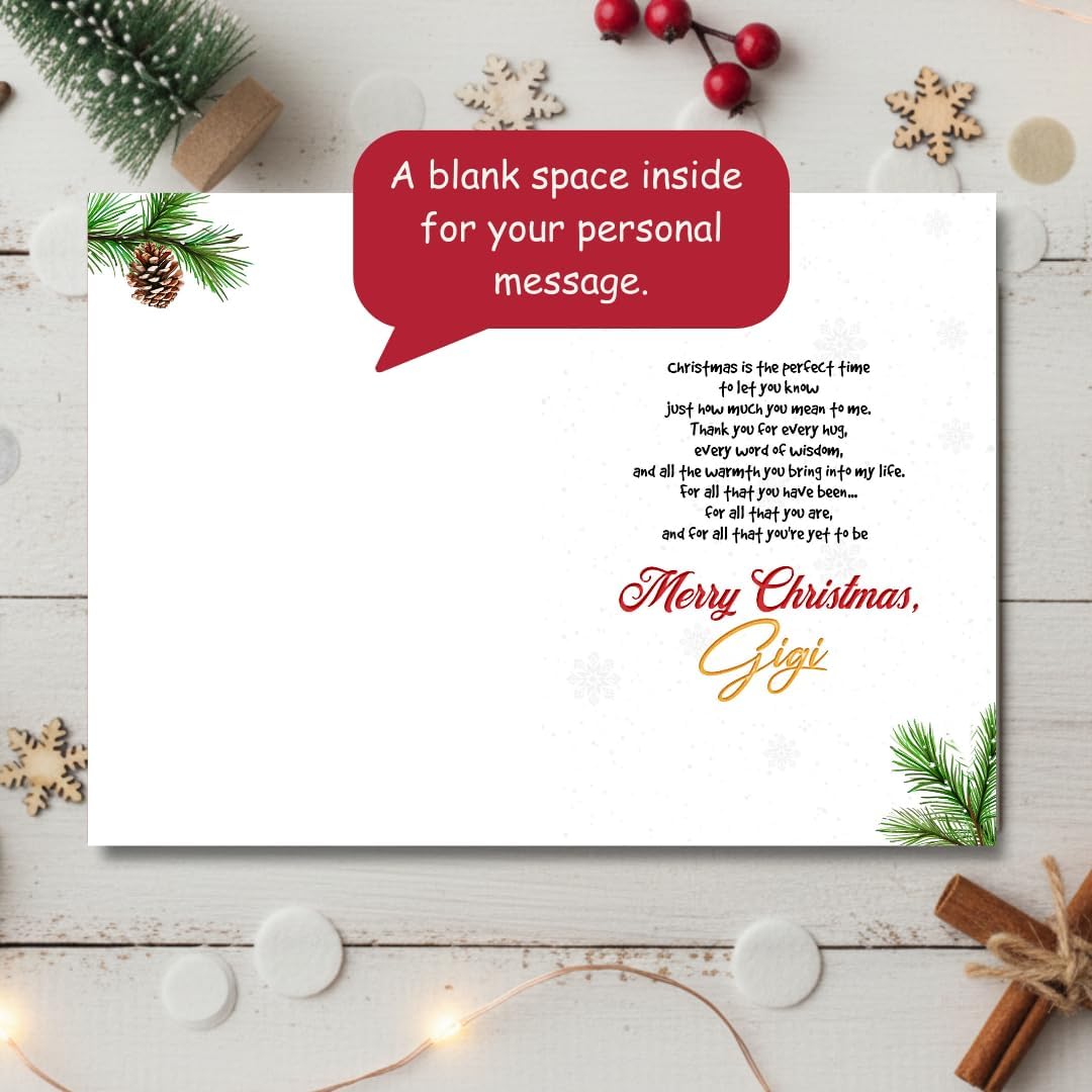 Christmas Card for Gigi with Envelope – Cute Grandma Keepsake Featuring a Heartfelt Holiday Message