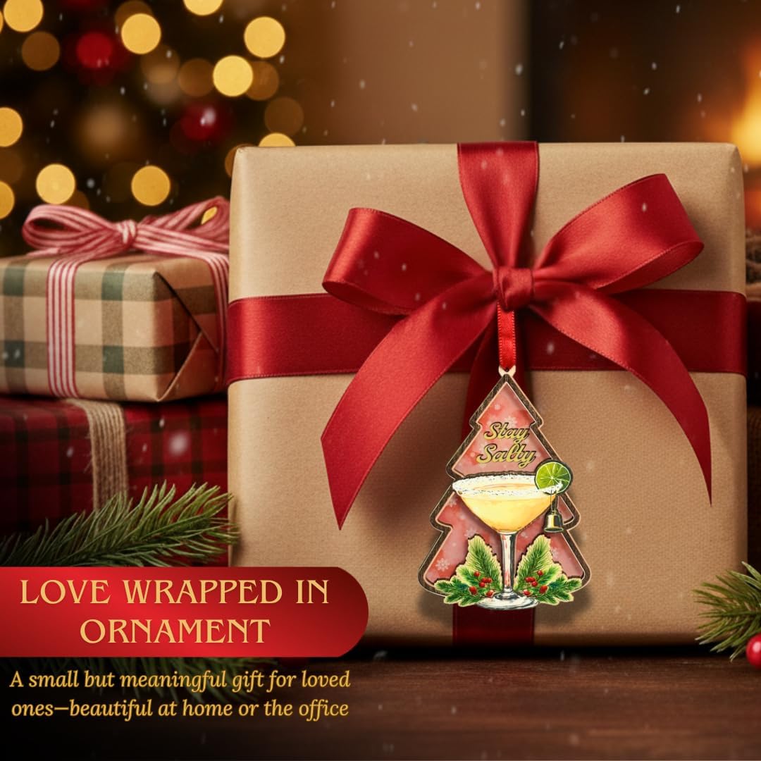 Margarita Ornament, Shatterproof 3D Wood and Acrylic Margarita Ornaments for Christmas Tree, Holiday Tree and Bar Cart Decor, Gift for Cocktail Lovers and Adults