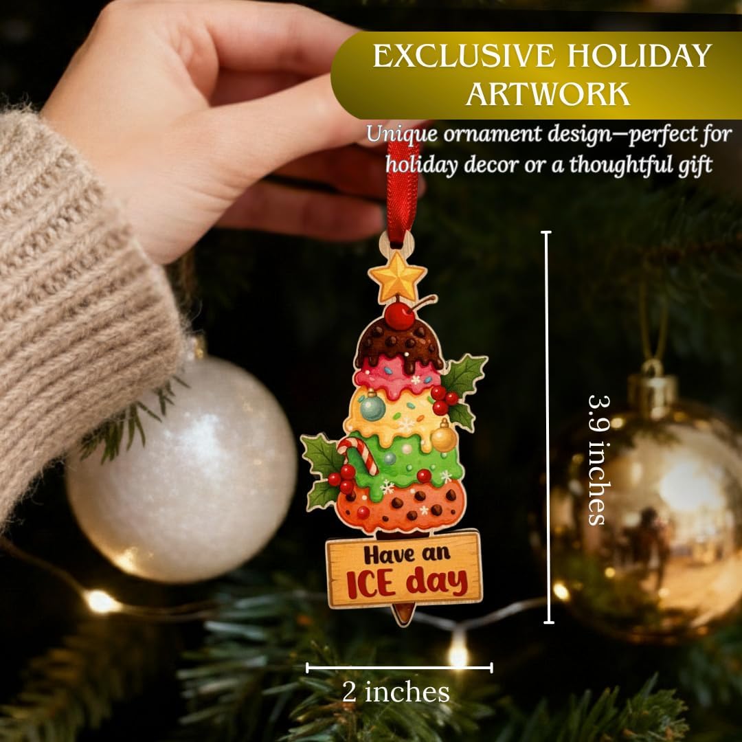 Ice Cream Christmas Ornament, Sweet Food Theme Tree Decor, Cute Dessert Keepsake Gift for Food Lovers and Ice Cream Fans