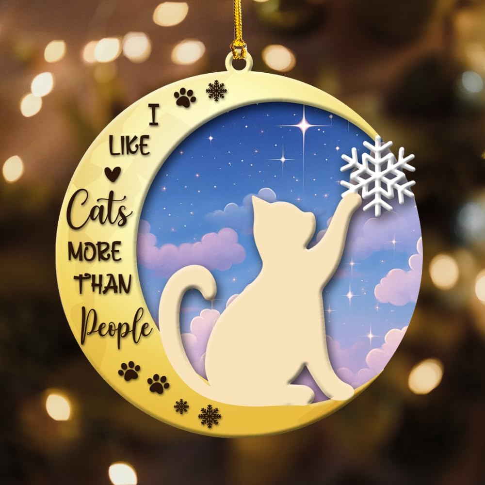 2026 Cat Ornaments for Christmas Tree, Christmas Cat Ornaments with Double Layers for Holiday Gifting and Decorations, Thoughtful Gift for Cats Owner and Animal Lovers
