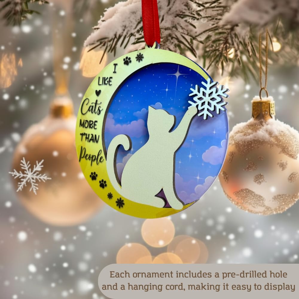 2026 Cat Ornaments for Christmas Tree, Christmas Cat Ornaments with Double Layers for Holiday Gifting and Decorations, Thoughtful Gift for Cats Owner and Animal Lovers