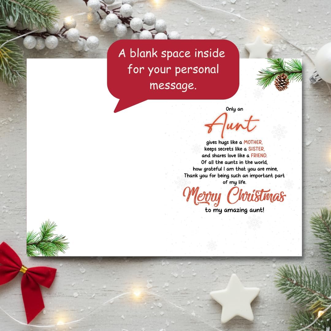 Christmas Card for Aunt with Premium Envelope – Festive Holiday Design and Thoughtful Family Keepsake