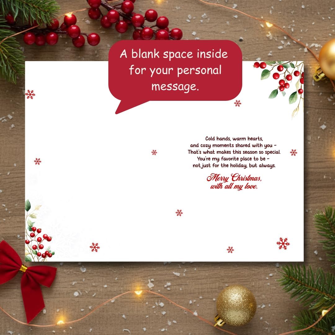 Romantic Christmas Card for Boyfriend from Girlfriend – Heartfelt Love Message with Premium Envelope