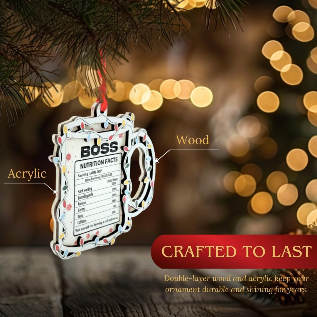 Boss Christmas Ornament, 2 Layer Wood Acrylic Keepsake, Appreciation Gift for Leader, Manager and Coworkers