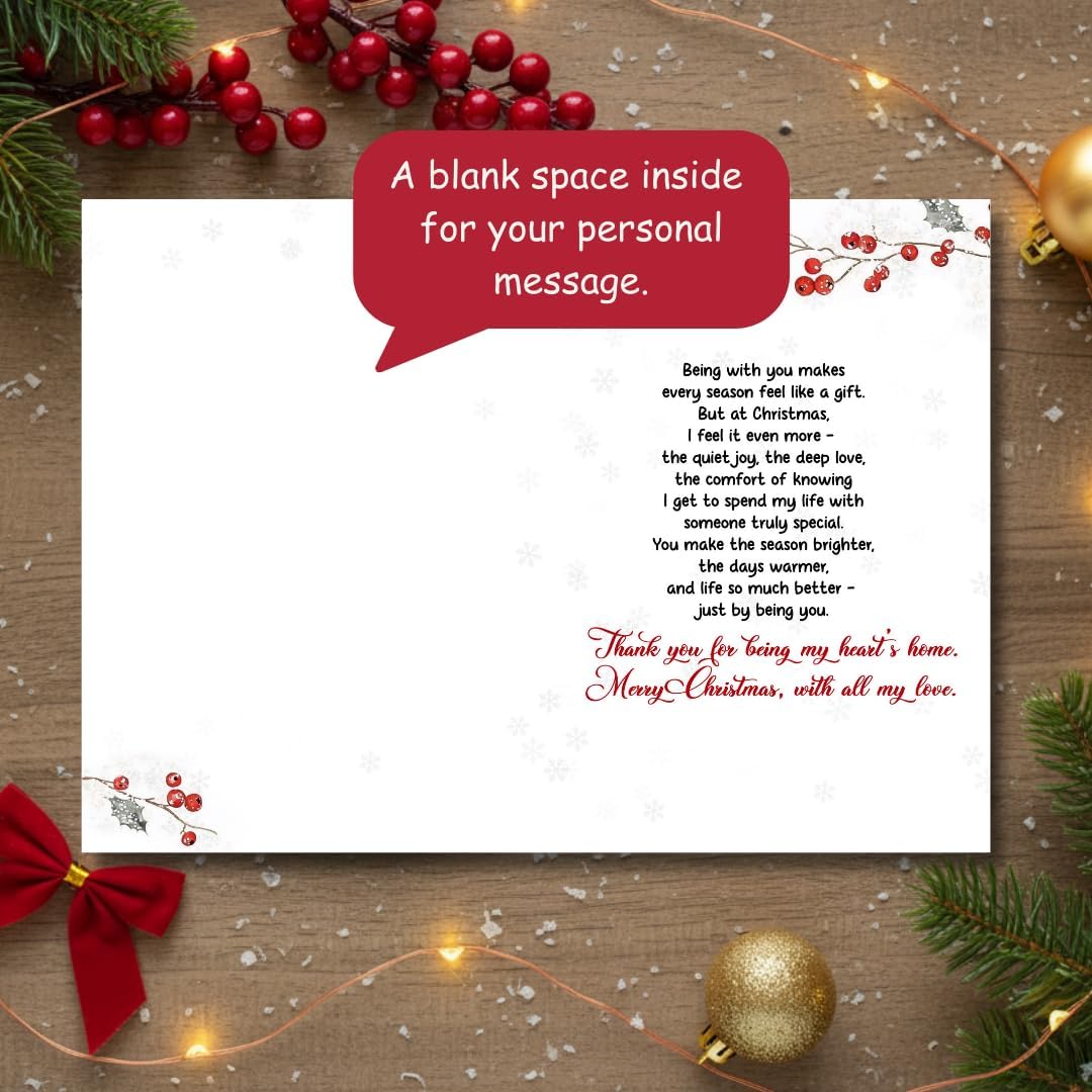 Christmas Card for Wife from Husband – Heartfelt Romantic Holiday Message with Premium Envelope