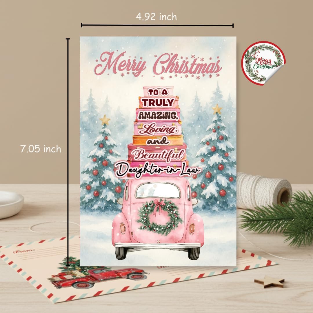 Christmas Card for Daughter-in-Law with Premium Envelope – Heartfelt Holiday Message and Family Keepsake