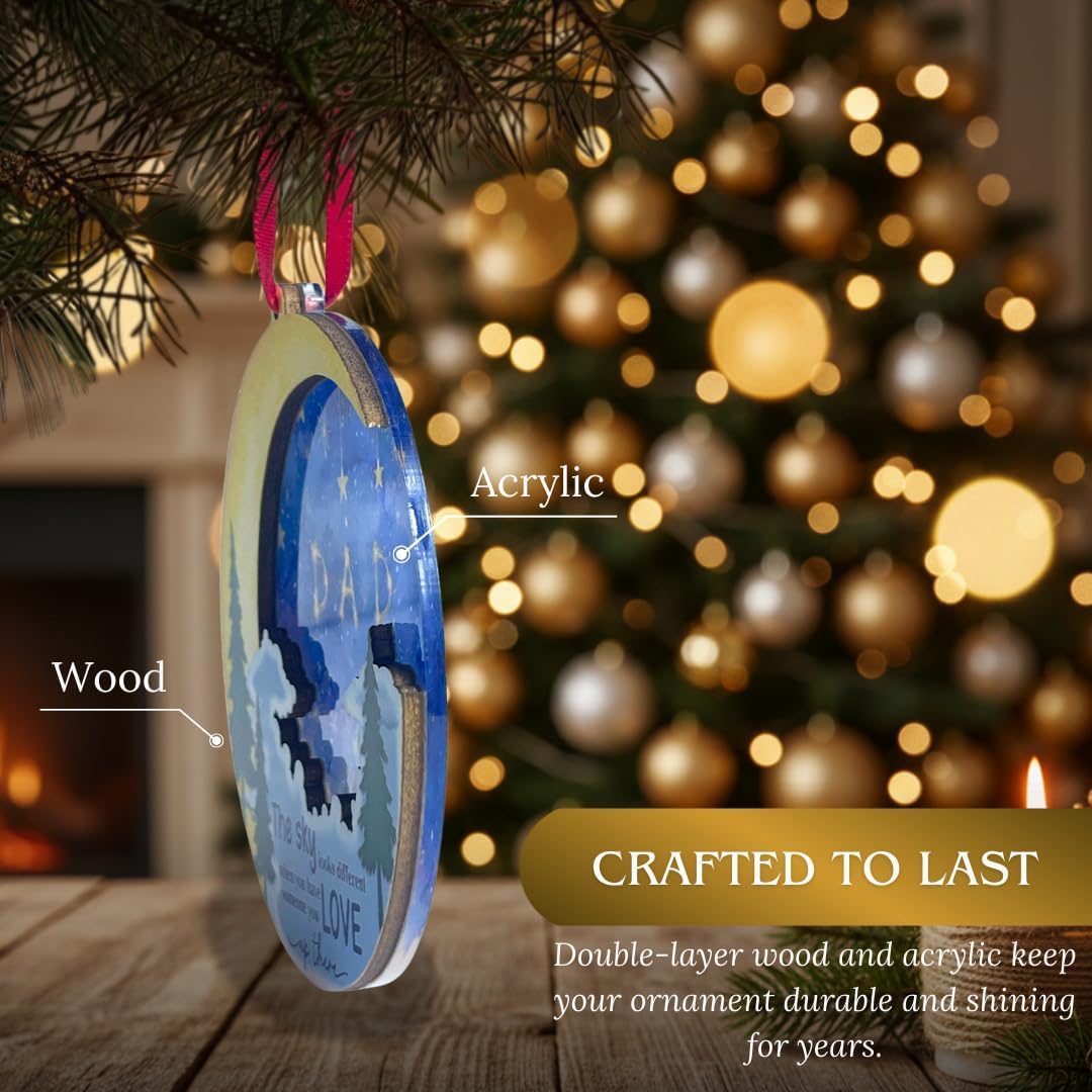 Dad in Heaven Ornament, Memorial Ornament for Loss of Father Car Hanging Accessories, in Memory of Dad Ornament Remembrance Keepsake, Window Decoration, Car Decor