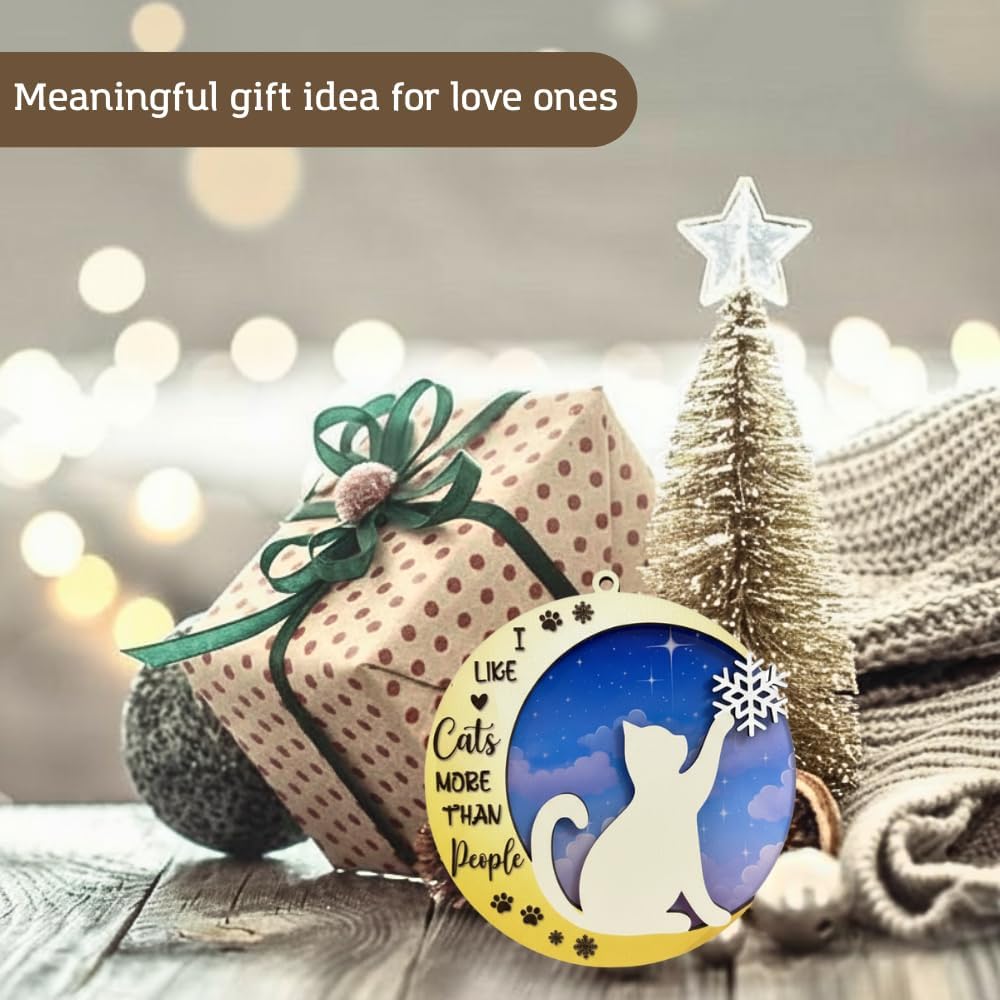 2026 Cat Ornaments for Christmas Tree, Christmas Cat Ornaments with Double Layers for Holiday Gifting and Decorations, Thoughtful Gift for Cats Owner and Animal Lovers