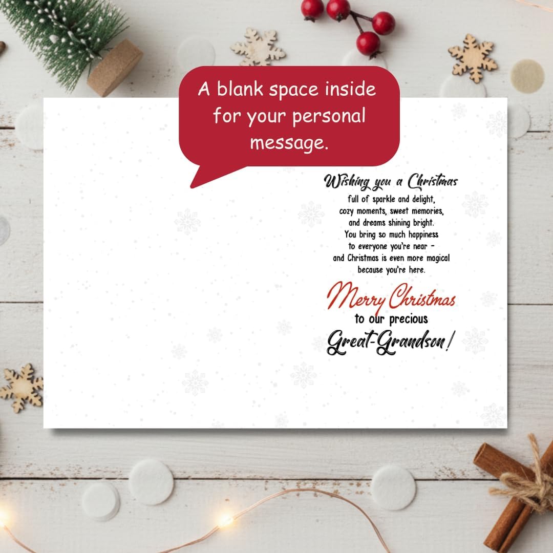 Christmas Card for Great-Grandson with Envelope – Heartfelt Holiday Greeting and Festive Keepsake Design