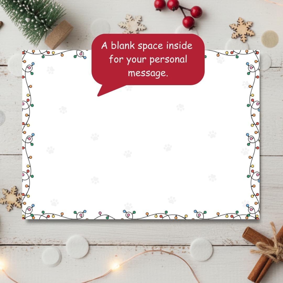 Black Cat Christmas Card with Envelope – Cute Feline Design and Whimsical Holiday Greeting for Animal Lovers