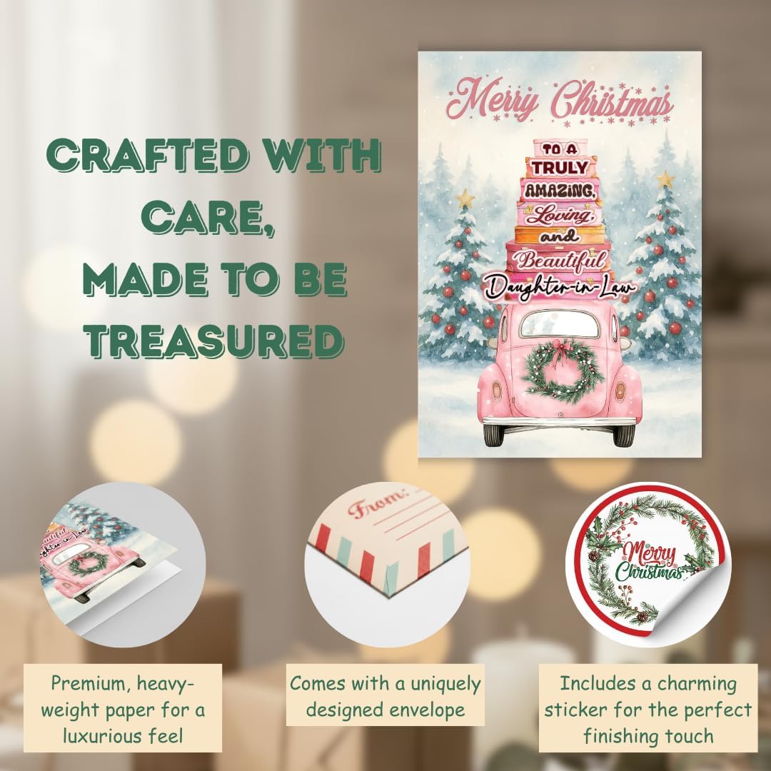 Christmas Card for Daughter-in-Law with Premium Envelope – Heartfelt Holiday Message and Family Keepsake