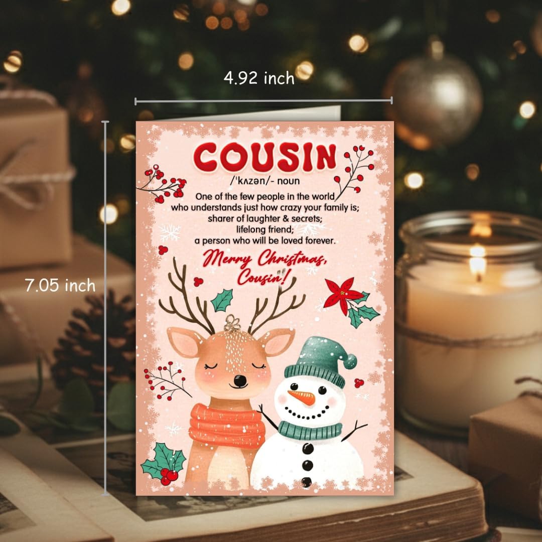 Christmas Card for Cousin with Envelope – Heartfelt Holiday Greeting and Thoughtful Family Keepsake