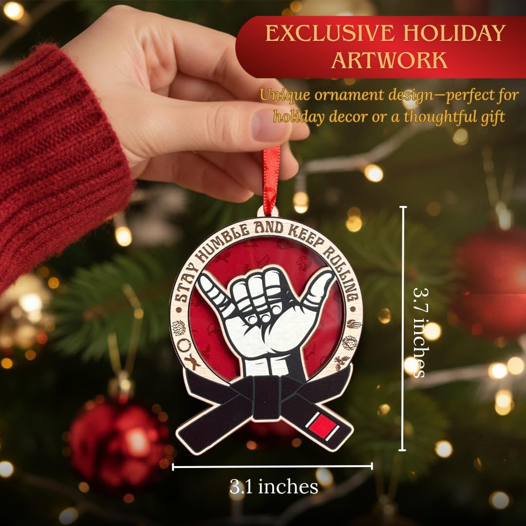 Jiu Jitsu Ornament, Brazilian Jiu Jitsu Christmas Ornaments for Christmas Tree, 3D Wood and Acrylic Martial Arts, Shatterproof Holiday Decorations, Gift for BJJ Players, Instructors, Fighters