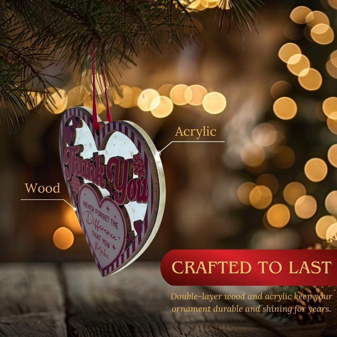Thank You Ornament 2026, Appreciation Ornament for Teacher Coworker Boss Friend, Thank You Christmas Ornaments, Appreciation Gift for Women, Gratitude Keepsake, Christmas Tree Hanging Decoration