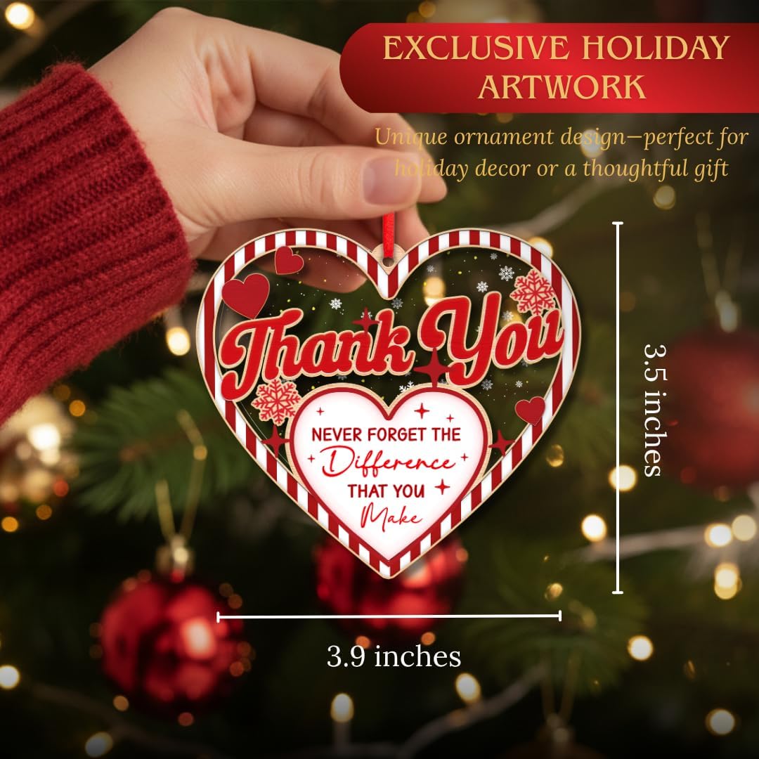 Thank You Ornament 2026, Appreciation Ornament for Teacher Coworker Boss Friend, Thank You Christmas Ornaments, Appreciation Gift for Women, Gratitude Keepsake, Christmas Tree Hanging Decoration