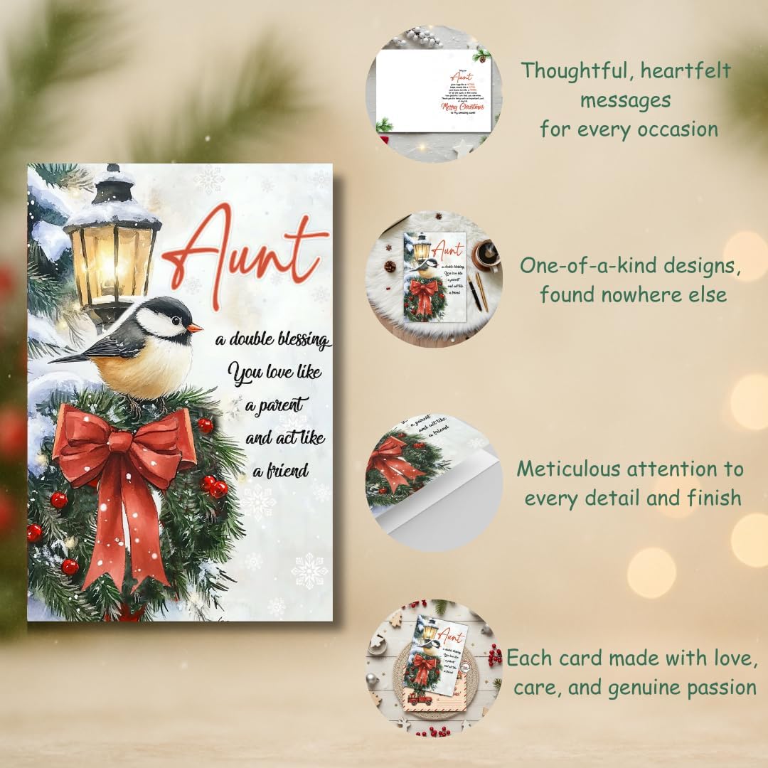 Christmas Card for Aunt with Premium Envelope – Festive Holiday Design and Thoughtful Family Keepsake
