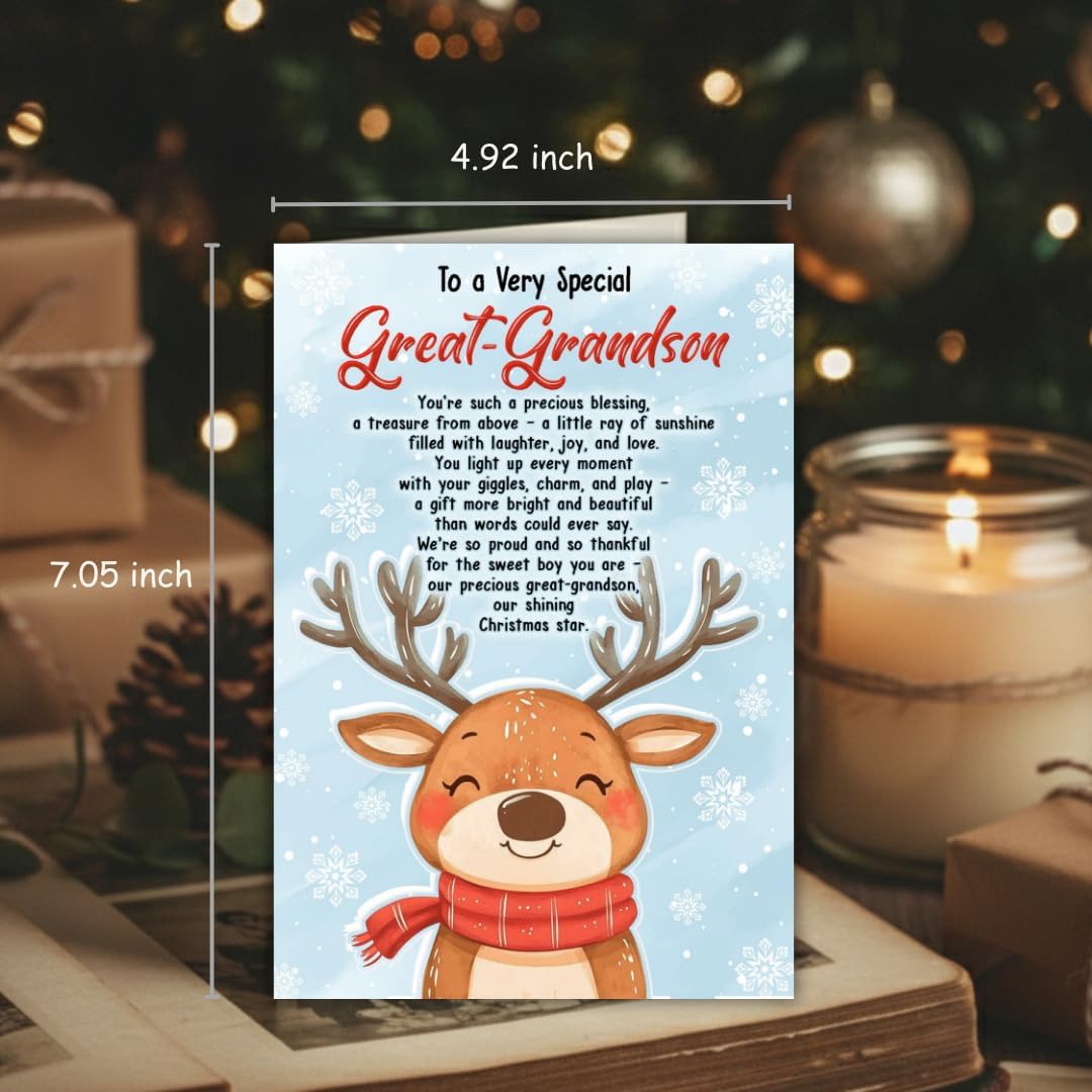 Christmas Card for Great-Grandson with Envelope – Heartfelt Holiday Greeting and Festive Keepsake Design