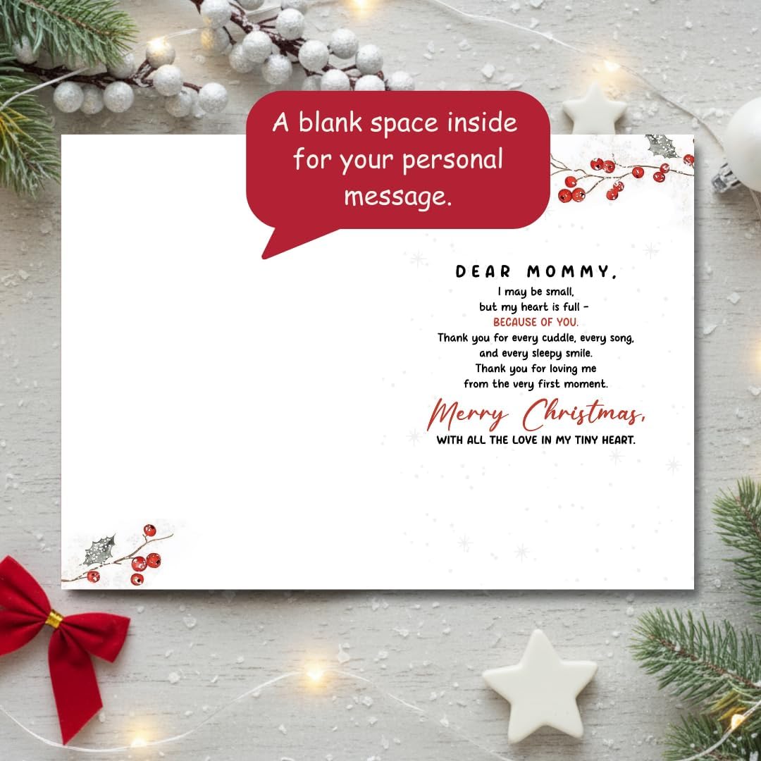 First Christmas as Mom Card with Premium Envelope – Heartfelt Holiday Greeting and Keepsake for New Mothers