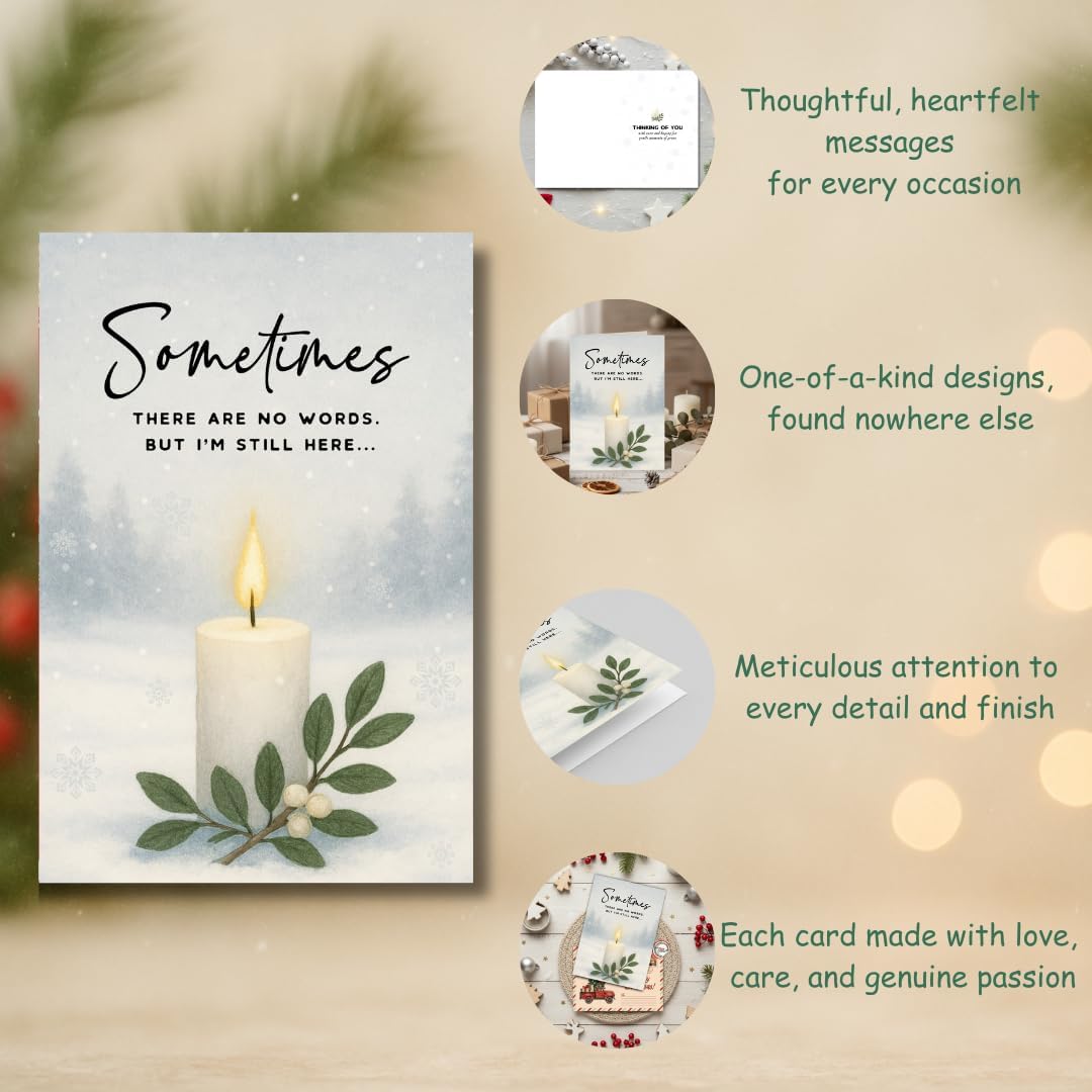 Christmas Sympathy Card with Envelope – Thinking of You Greeting for the First Holiday After Losing a Loved One