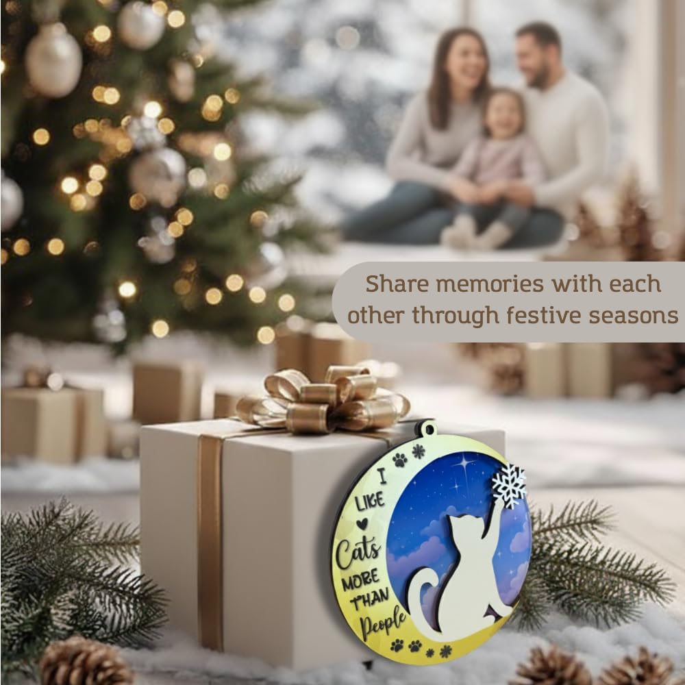 2026 Cat Ornaments for Christmas Tree, Christmas Cat Ornaments with Double Layers for Holiday Gifting and Decorations, Thoughtful Gift for Cats Owner and Animal Lovers