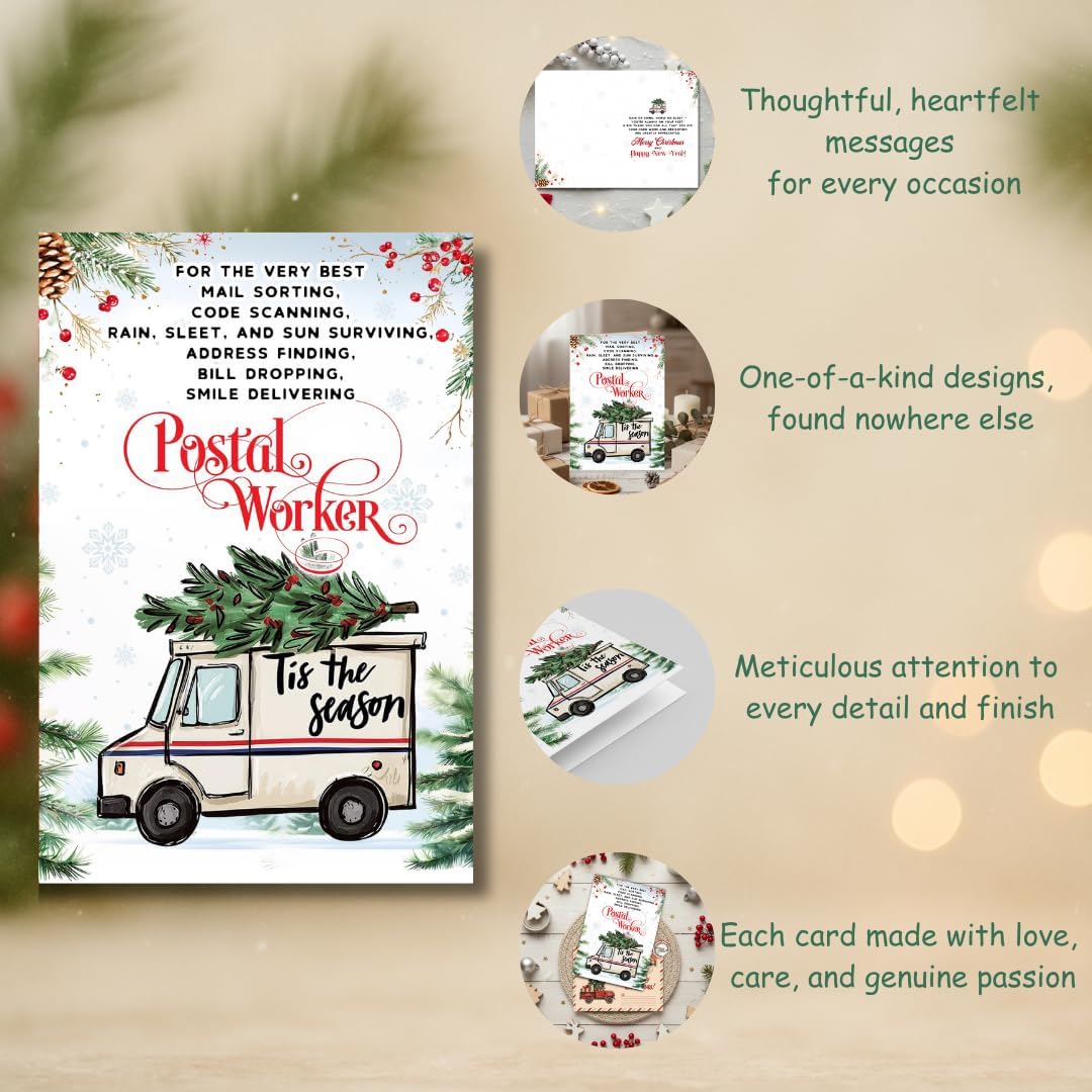 Christmas Card for Mail Carrier with Envelope – Festive Holiday Greeting Featuring a Thank You Message