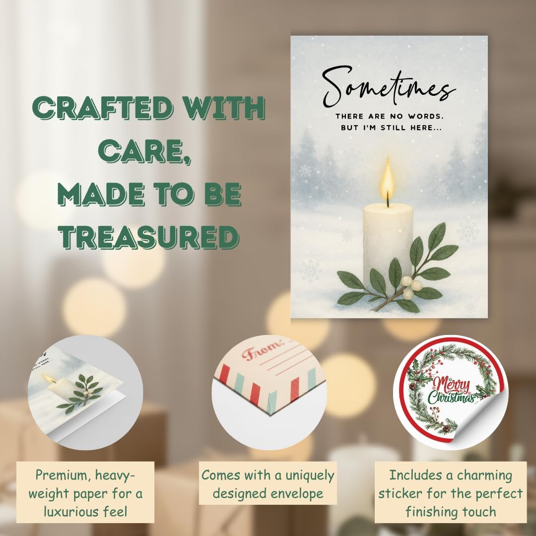 Christmas Sympathy Card with Envelope – Thinking of You Greeting for the First Holiday After Losing a Loved One