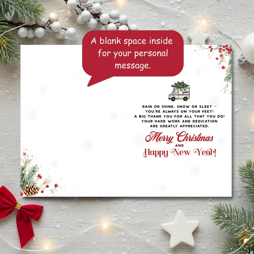 Christmas Card for Mail Carrier with Envelope – Festive Holiday Greeting Featuring a Thank You Message